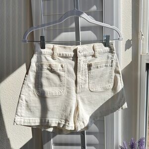 Madewell. Size 26. The high rise sailor short. Cream Jean Shorts